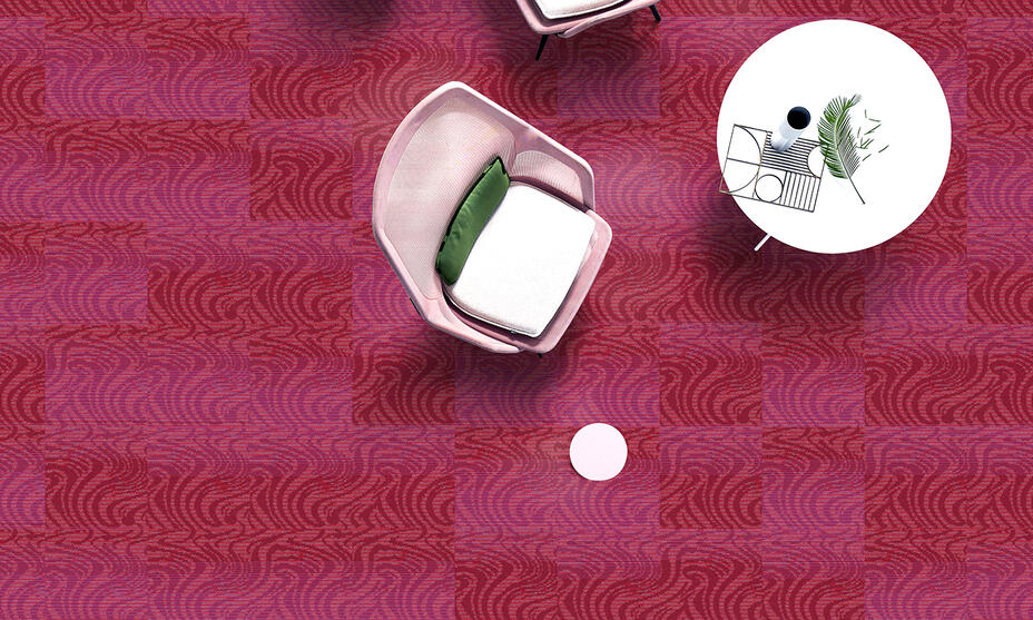 Rosafarbene Teppichfliesen / 