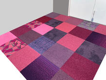 Die neueste Farbe aus der Heuga & Interface Shuffle It Sammlung, Shades of Pink & Purple Sie können die Teppichfliesen im Webshop bestellen, wir werden dann eine schöne Mischung für Sie machen.