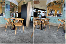 Die Atmosphäre in diesem Café in Österreich erhält durch die grauen Urban Retreat 102 Teppichfliesen eine luxuriöse Ausstrahlung. Die sanften Farbtöne bringen Wärme und Ruhe und passen wunderbar zum Interieur.